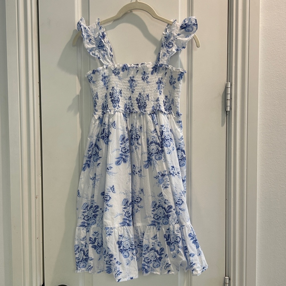 Janie and Jack Blue and White Smocked Dress